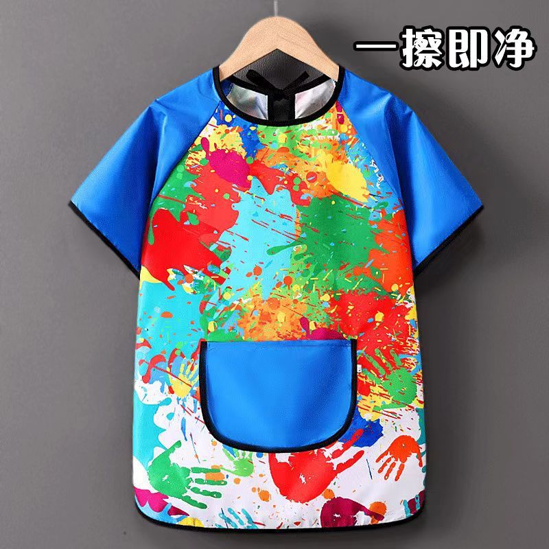 印字加长款油画罩衣防水耐脏婴儿童画室画画反穿衣幼儿园吃饭围裙|undefined