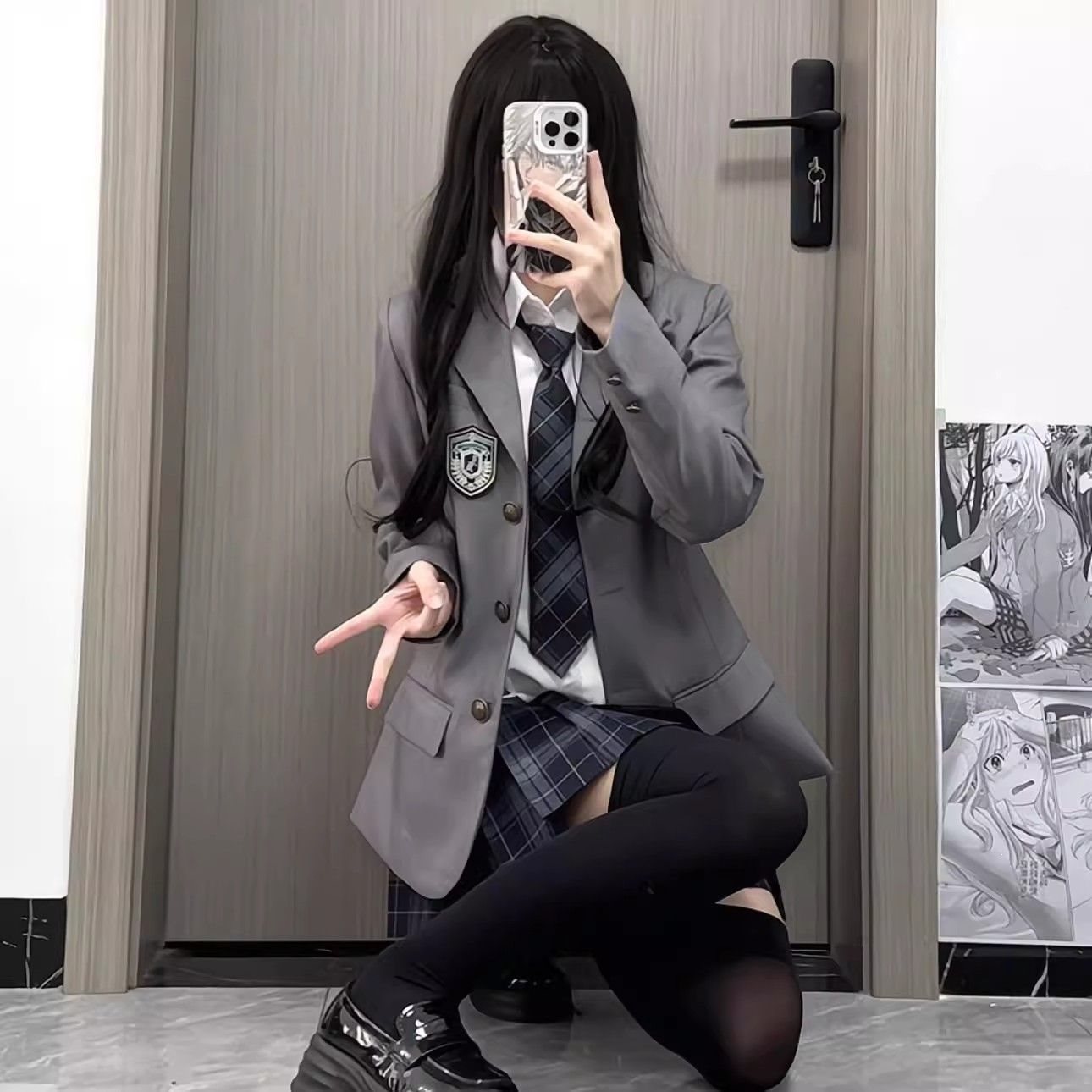 樱岛依原创jk制服西装外套女校供感日系学院风三粒扣西服格裙套装