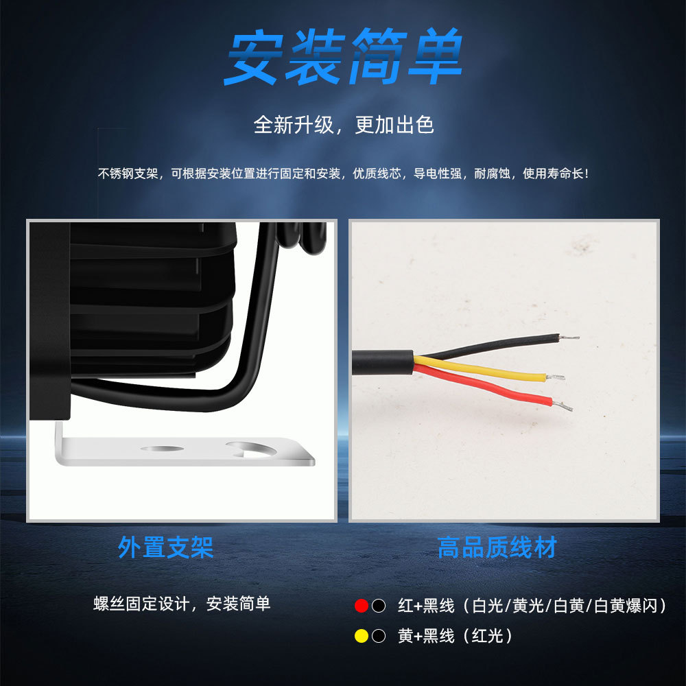 High-Brightness Motorcycle Led 4-Bead Waterproof Modified High/Low Beam Road Lighting Headlight Spotlight