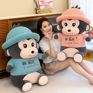 新款可爱情侣款帽子猴子毛绒玩具公仔生日礼物床上睡觉抱枕送女友