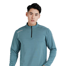 跨境长袖t恤男半高拉链立领春秋季卫衣韩版潮流速干透气运动上衣
