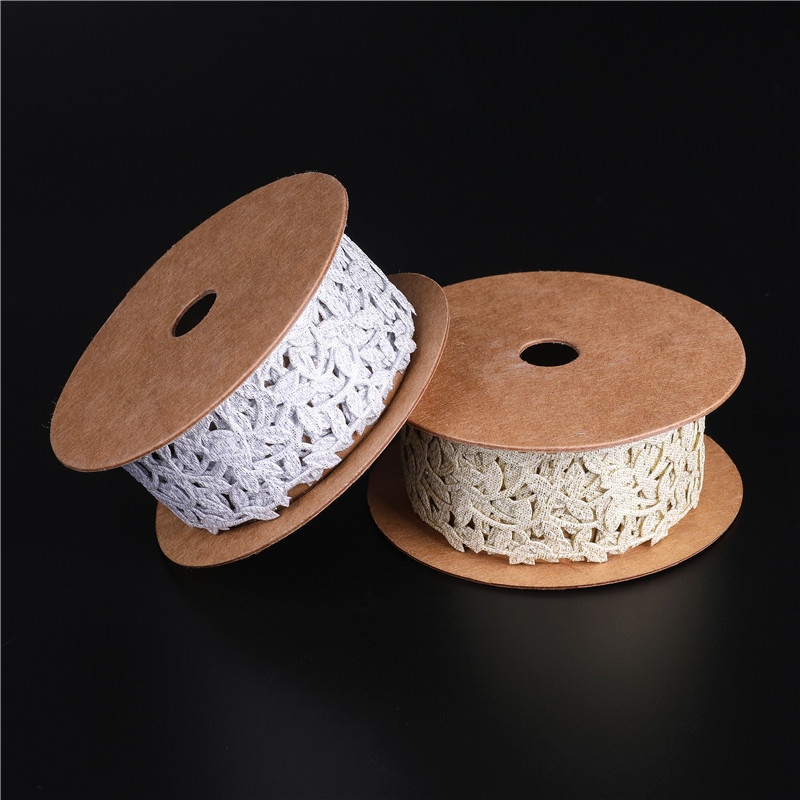 AliExpress ultrasónico en relieve hojas cinta regalo de Navidad decoración de ratán hojas de encaje de oro en stock