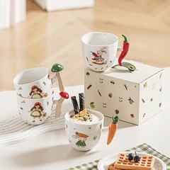 野菜シリーズハンドルカップ陶磁器カップ高颜値コーヒーカップ漫画マグカップきれいなカップかわいいカップ