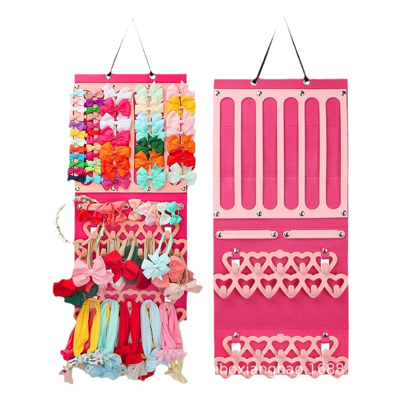 Amazon nuevo headwear almacenamiento bolsa colgante de fieltro joyería colgante organizador bolsa niños horquilla de almacenamiento bolsa colgante