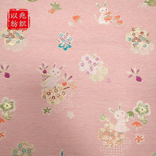 雪尼尔织锦缎服装布料高档少儿童衣服小白兔子提花面料拜年服唐装