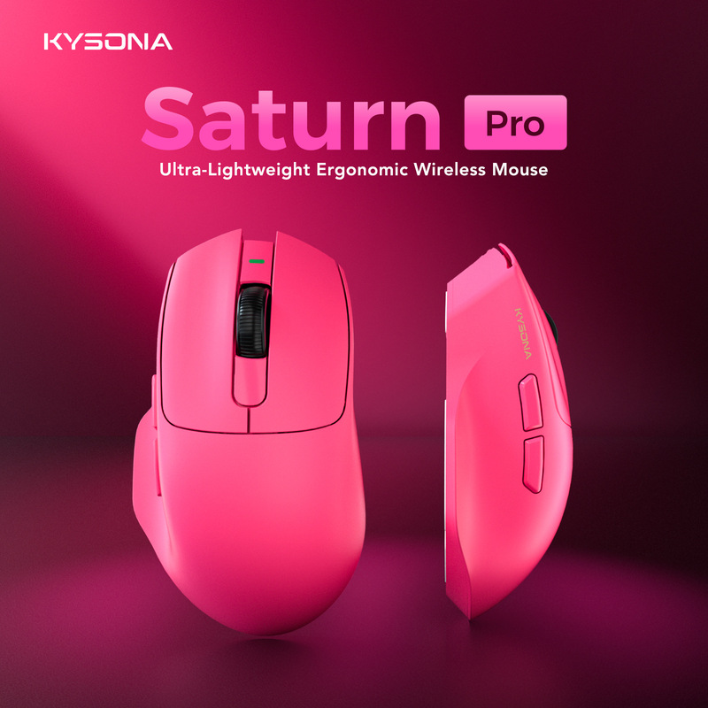 Kysona Saturn Pro Wireless Gaming Mouse Paw3395 Sensor 8K Refresh Rate Ergonomic Design