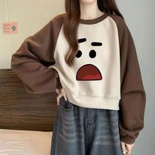 新款复古卫衣女学生宽松显瘦春秋短款加绒加厚圆领长袖上衣女