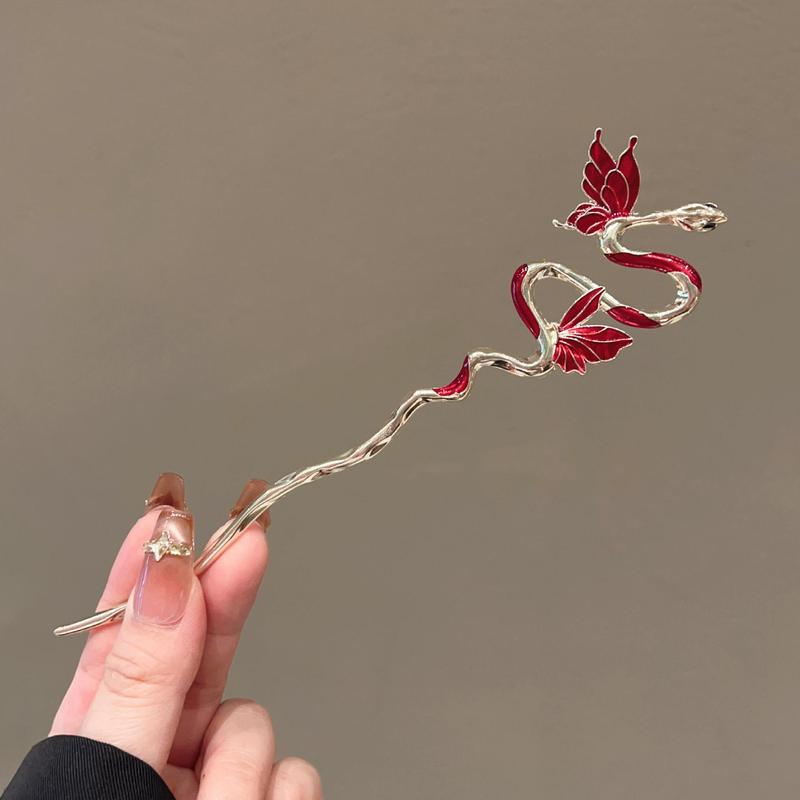 滴油灵蛇发簪高级感小众女中国风发簪复古个性合金风潮盘发钗簪子|undefined