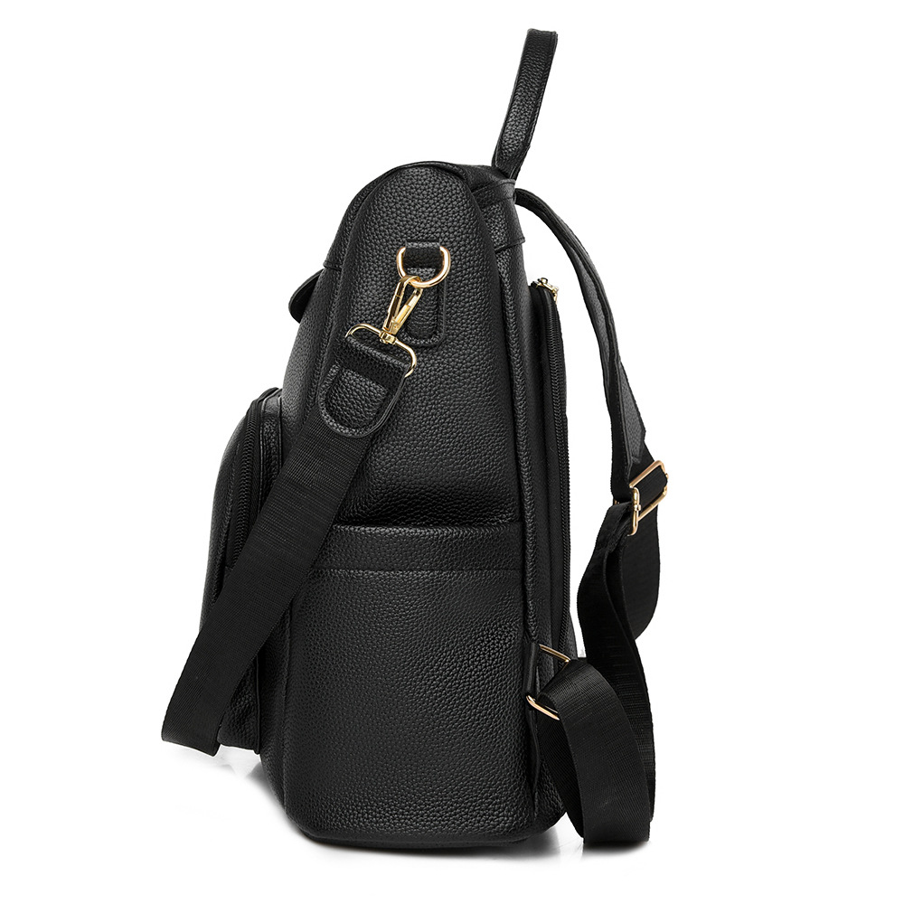 2024 nuevas damas casuales de cuero suave mochila antirrobo moda borla color de contraste mochila de viaje de gran capacidad al por mayor