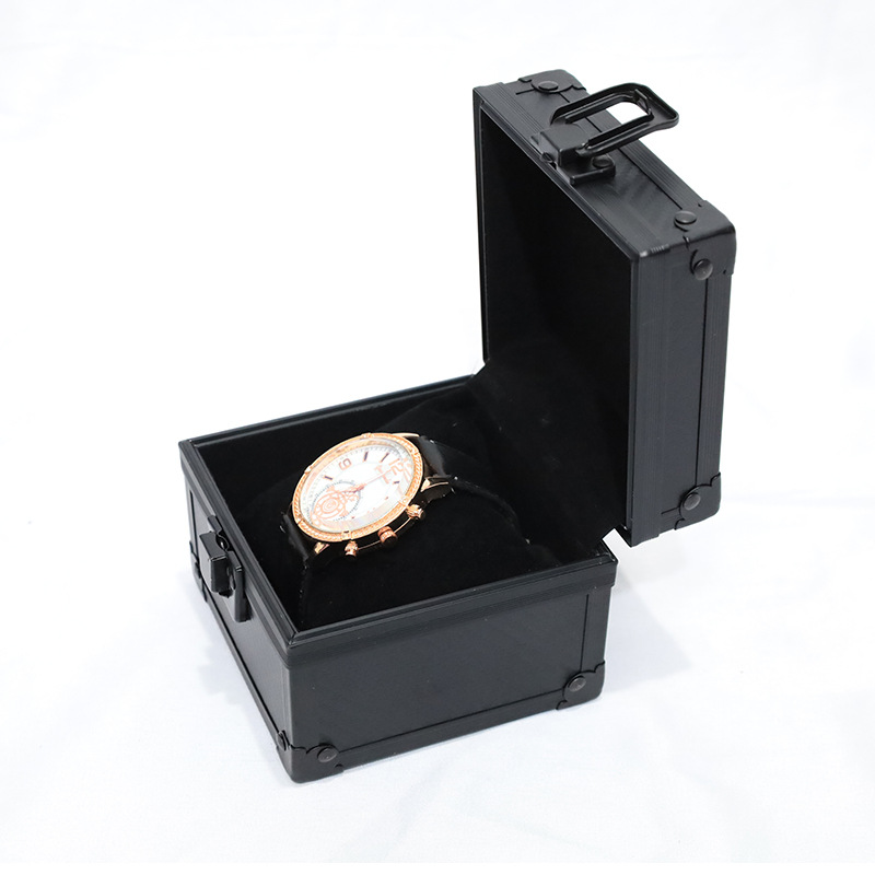 Caja de almacenamiento de reloj de aleación de aluminio caja de embalaje negro de alta calidad multifunción muestre de reloj pulsera brazalete caja de joyas