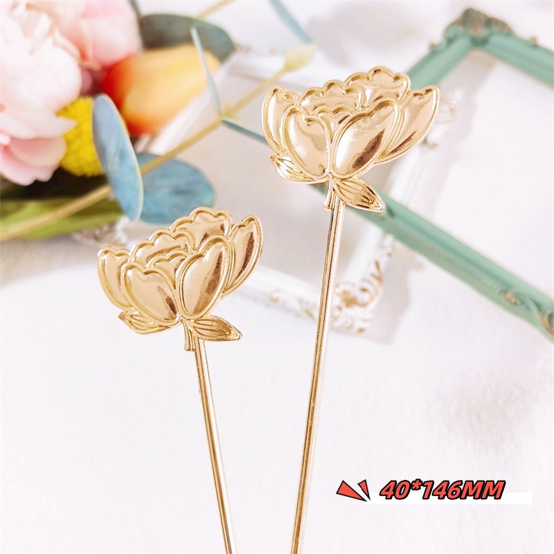 Horquilla de rosa de aleación explosiva Luotian imitación azul quemado embrión liso de bricolaje Hanfu estilo antiguo paso a paso accesorios para el cabello materiales de construcción de grupo