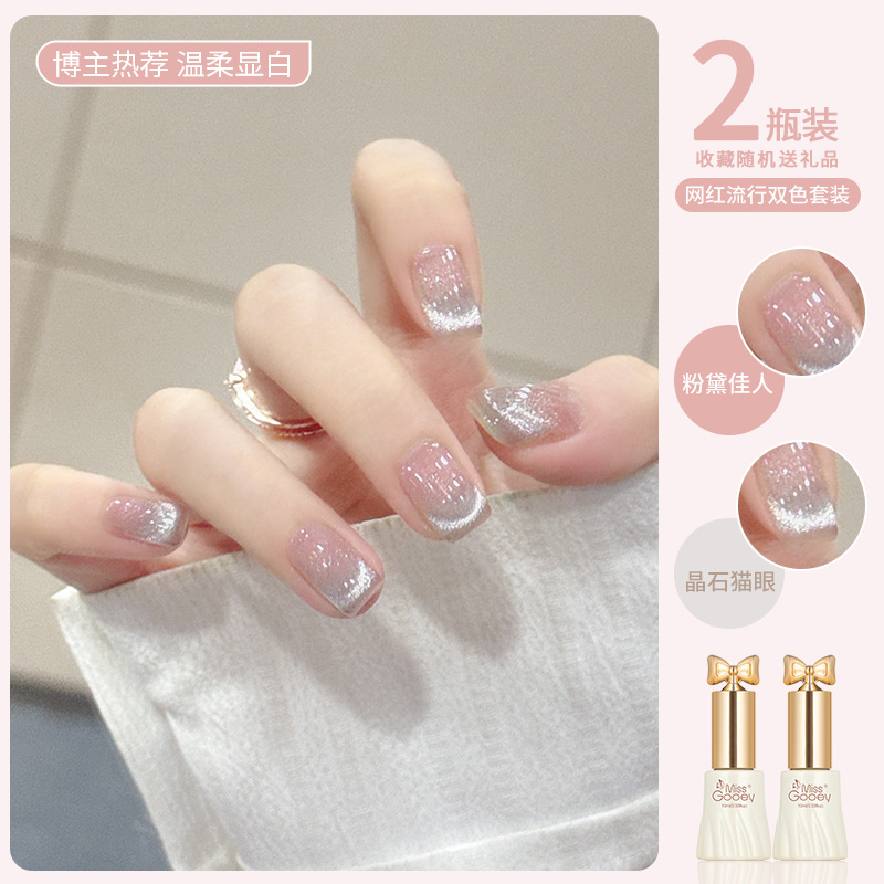 Clear Crystal Cat Eye Nail Polish Gel, Popular on Social Media, Brightening Ice Transparent Nude Color Set, Professional Nail Salon Use, Brightening Effect