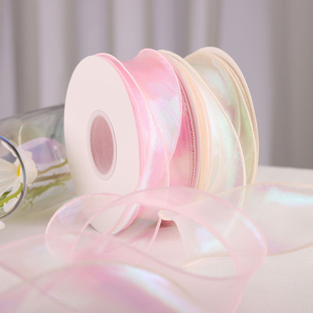 4cm de malla copia borde mágico color fishtail hilo flor embalaje spray hilo ramo decoración arco material de la cinta
