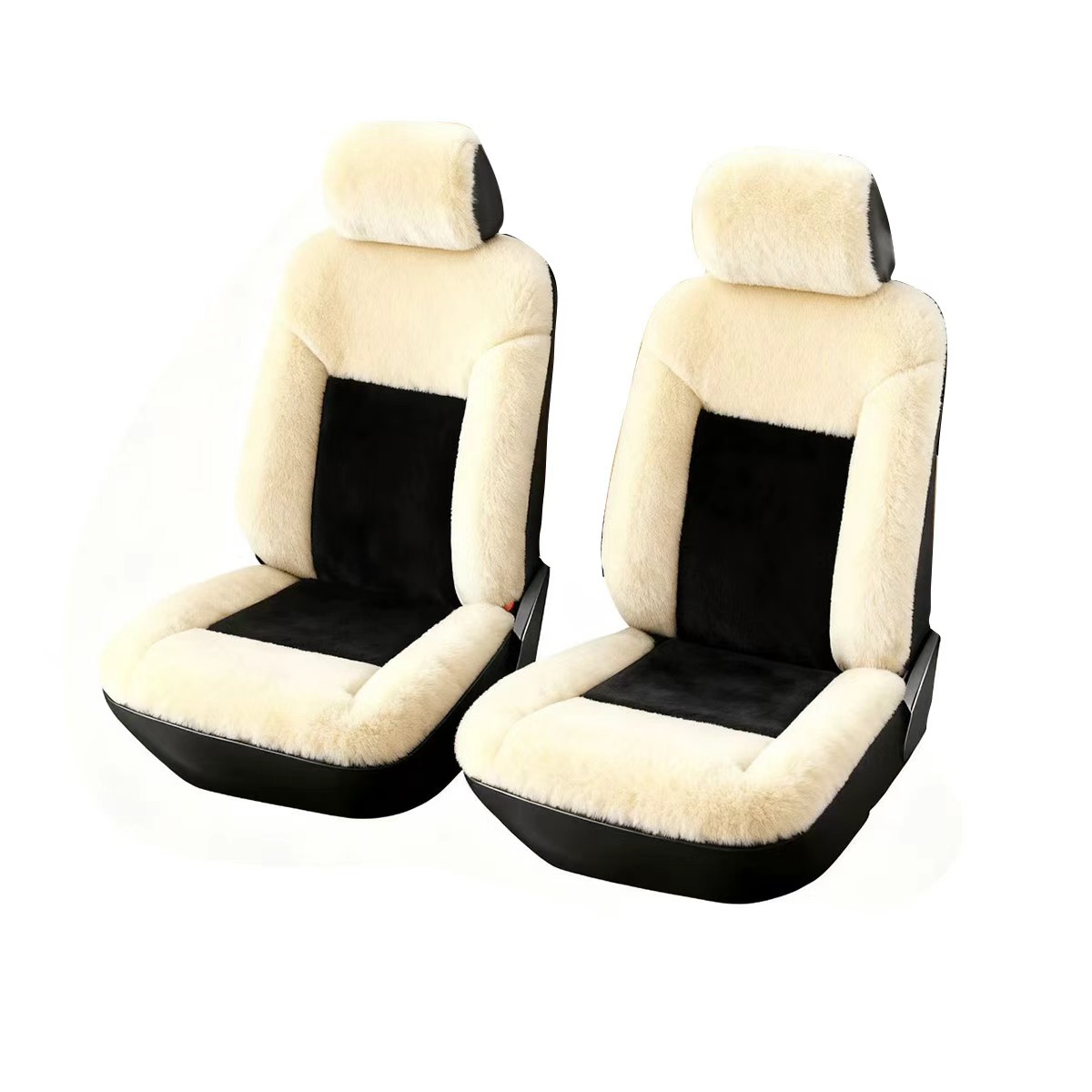 Invierno negro-medio de color de peluche cubierta de asiento de automóvil calentamiento cojín de asiento universal cubierta de asiento de automóvil image 10