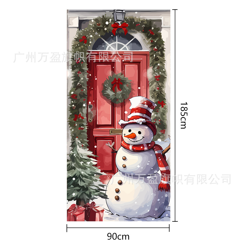 2025 nuevos productos de navidad cortina de bandera Santa Claus para ver la hoja de regalo decoración de tela colgante Bandera de bienvenida de Navidad