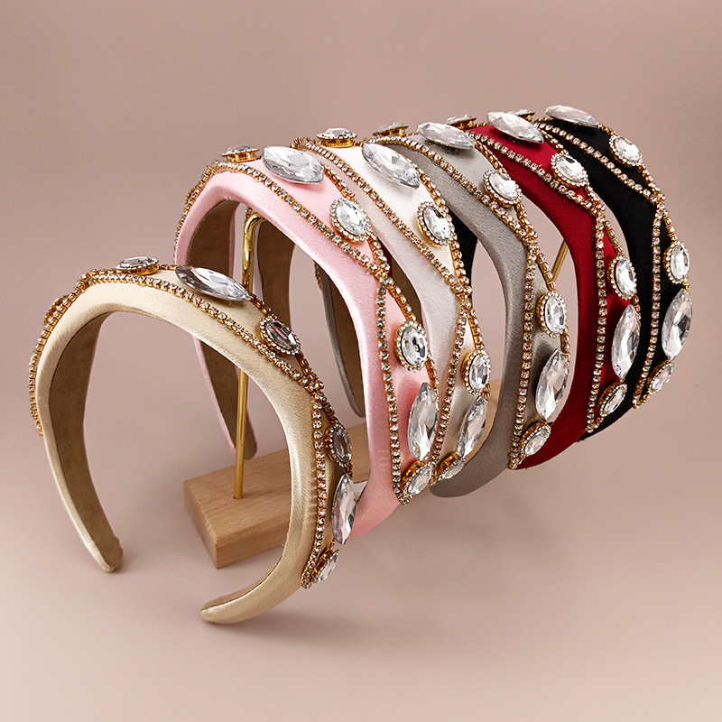 CB20170008-3.5cm三椭圆水钻布艺塑料发箍-主图