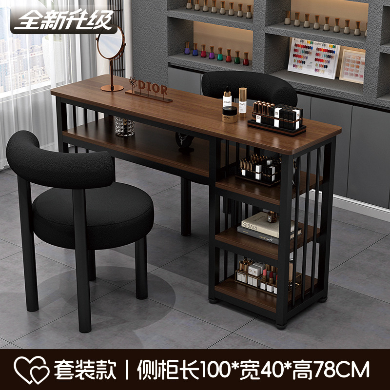 レトロスタイルのマニキュアテーブルと椅子セット、シンプルでファッショナブルなシングルとダブルのマニキュアテーブル、日本製の特別価格の経済的なマニキュアショップテーブル|undefined