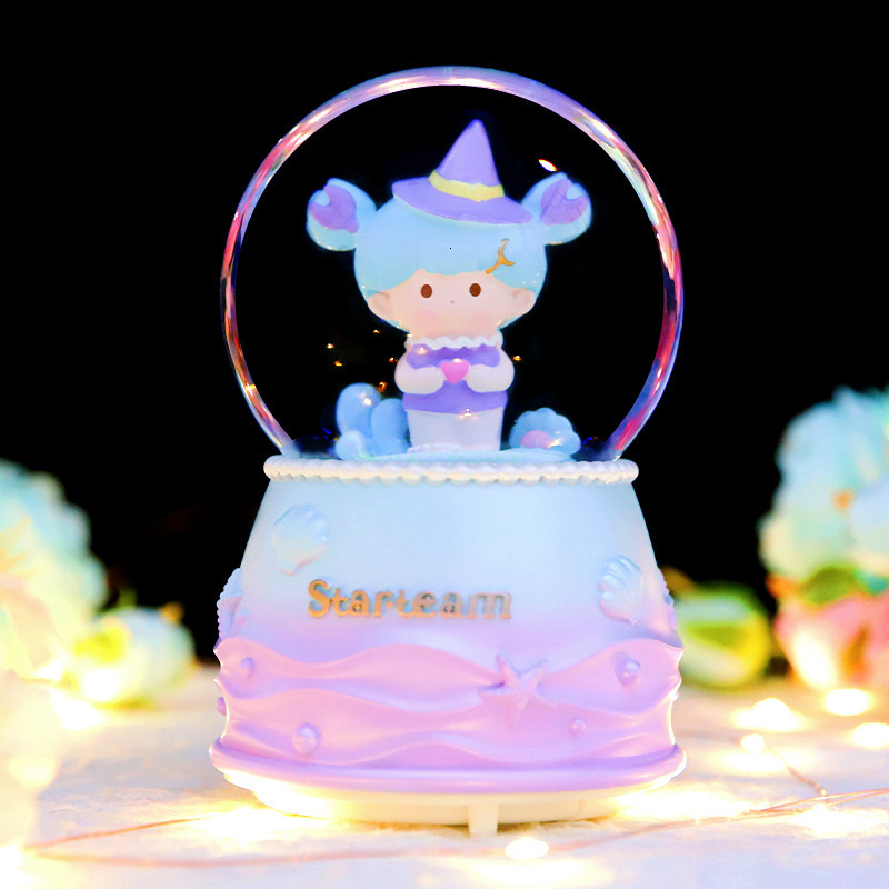クリエイティブギフト回転トロイの木馬クリスタルボール誕生日プレゼント振り子友達ユニコーンオルゴール卸売りプレゼント|undefined
