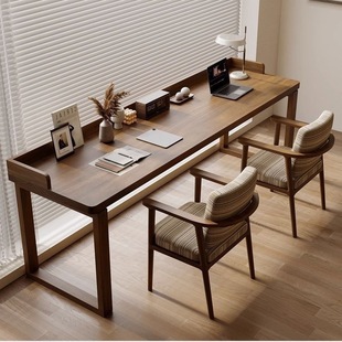 Wall Desk Solid Wood Double Rectangular Retro Study Table Long Simple Desk