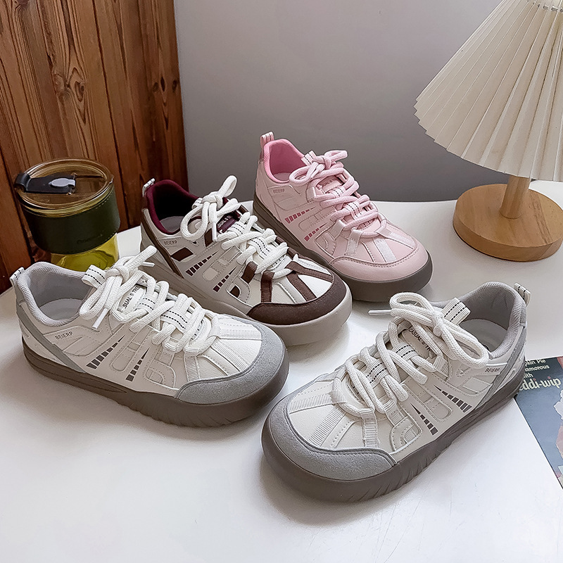 蓓尔大头德训鞋女2025新款ins复古帆布鞋厚底搭阿甘鞋BE-6795