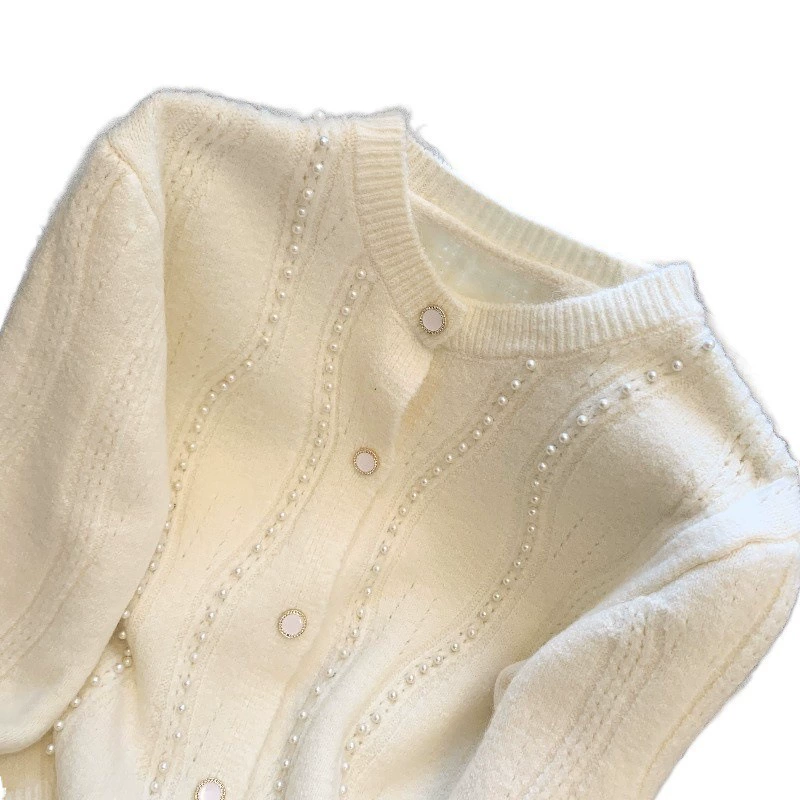 Demi-season knitted soft cardigan, sweater, Chanel style, loose fit