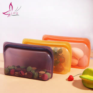 Wholesale resealable silicone fresh-keeping bag kitchen fruit and vegetable storage bag silicone food packaging fresh-keeping bag