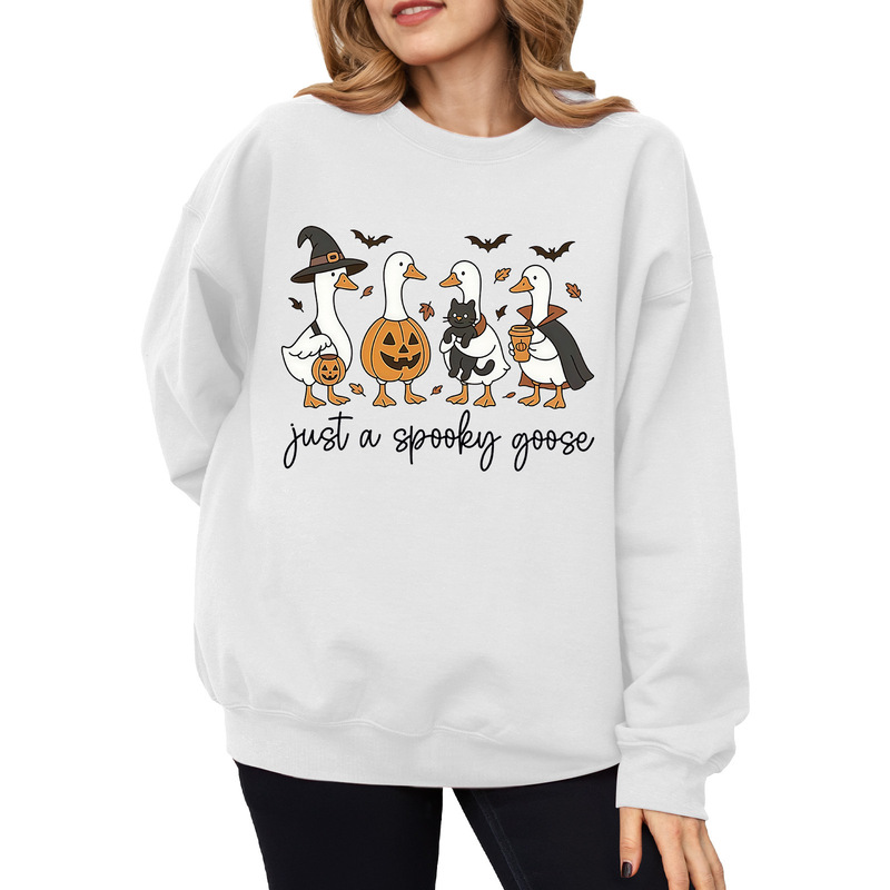 2025 Halloween New Cross-Border Temu Amazon Hot-Selling Casual Round Neck Duck Pattern Sweatshirt for Women 2025 Halloween New Cross-Border Temu Amazon Hot-Selling Casual Round Neck Duck Pattern Sweatshirt for Women