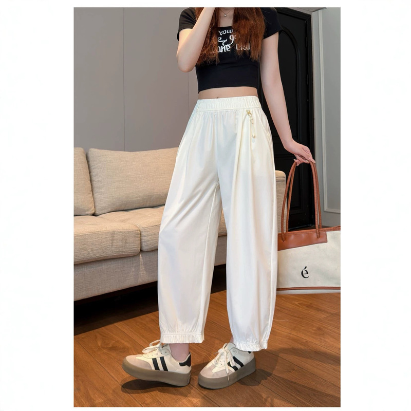 Quick-Dry Floral Casual Pants for Women, Summer Thin Ice Silk Petite Loose Jogger Lantern Pants, Versatile Sports Cropped Pants Quick-Dry Floral Casual Pants for Women, Summer Thin Ice Silk Petite Loose Jogger Lantern Pants, Versatile Sports Cropped Pants