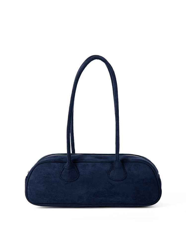 New Niche Design Suede Baguette Bag For Women, Fashionable Versatile Soft Touch Retro Plush Handbag Shoulder Bag - Thumbnail 6