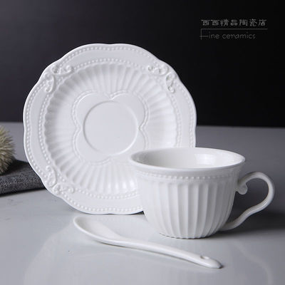 欧式茶具宫廷风咖啡器具浮雕咖啡杯碟套装子勺子家用下午茶奶茶杯
