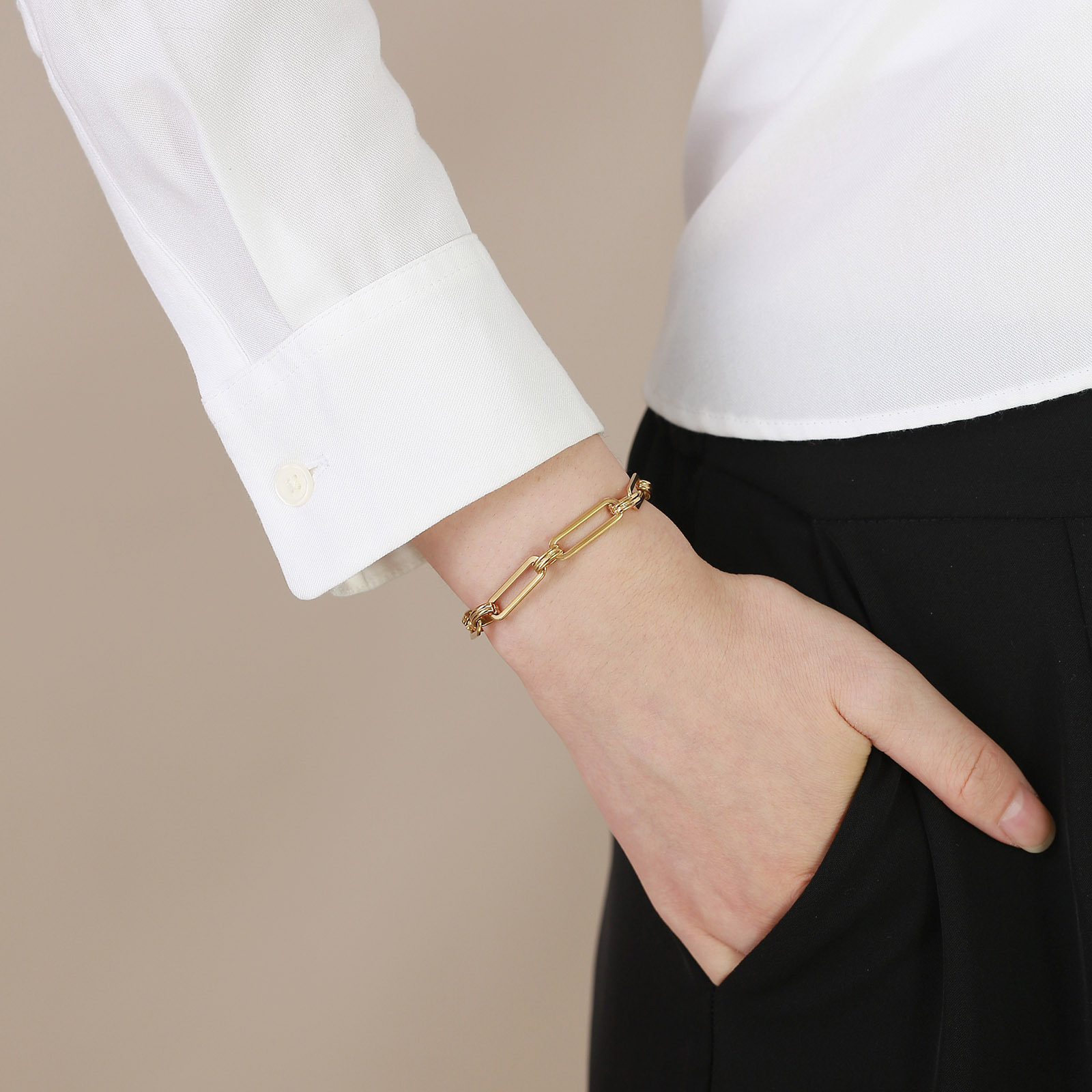 Simple Style Solid Color Stainless Steel Bracelets Plating Stainless Steel Bracelets