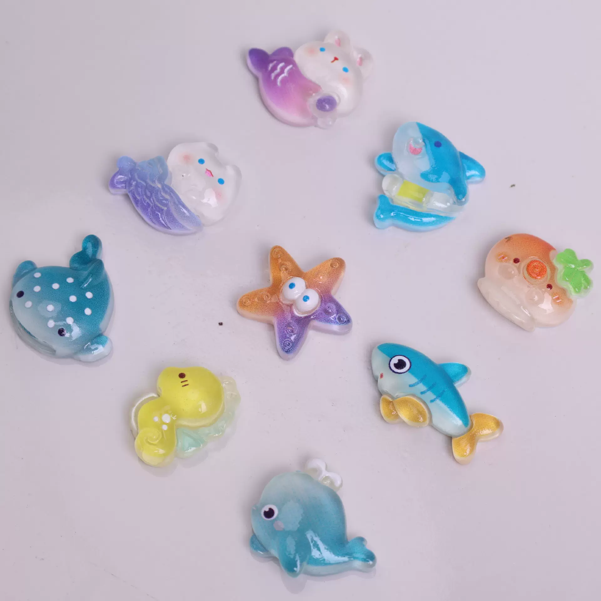 仿真夜光海洋小动物树脂配件 diy手机壳头饰发夹贴片冰箱贴小配件
