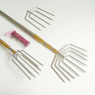 Ready Supply of Fishing Rod Fork Rod, Round Barbed Stainless Steel Fish Fork, Small Multi-Tooth Triangular Fish Fork, Fishing Gear Accessories