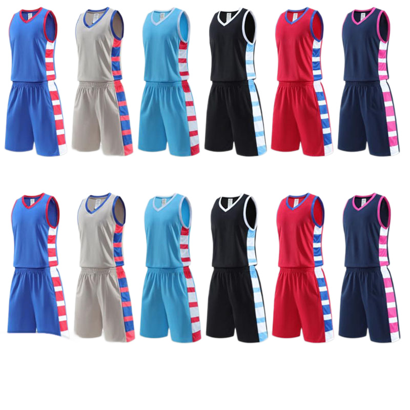 El juego de ropa de baloncesto americano para adultos y niños se puede imprimir con el mismo tipo de entrenamiento transpirable de secado rápido.
