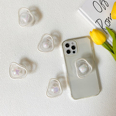 Minimalist Ins-style Student Desk Phone Stand with Airbag for Stability, Portable and Fashionable with Laser Heart Pearl Design