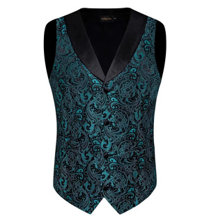 Cross-Border Amazon New Men's Fashion Large Size Suit Vest Men's European Size Casual Waist Flower Formal Vest Vest
