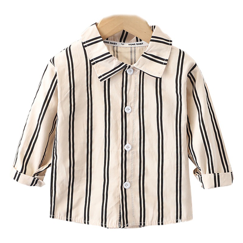 Camisas para niños y niñas 2025 primavera nuevas camisas para niños modelos de primavera y otoño chaquetas de manga larga a rayas para niños