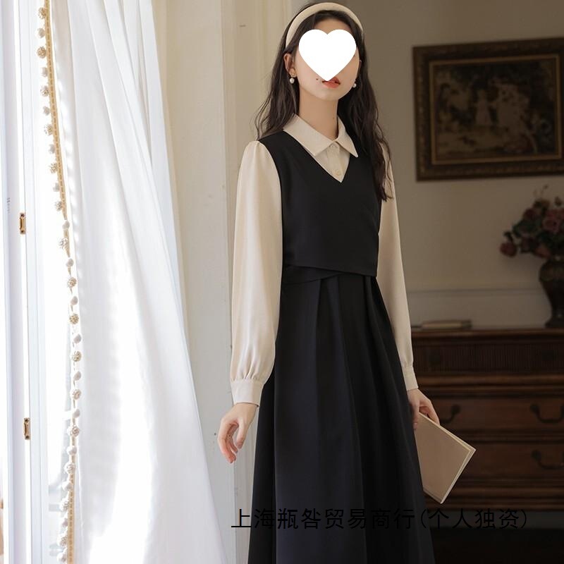 French-Style Long-Sleeve Shirt Dress, Spring Women's Clothing, Teacher Qualification Interview Outfit, Long Dress, Formal Wear