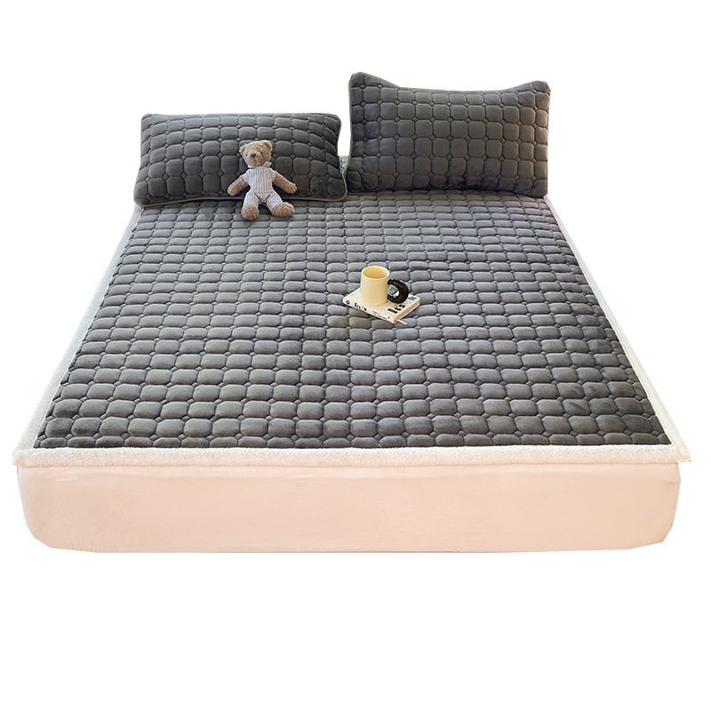 Colchón de cama de terciopelo de leche grueso invierno cálido cama doméstica mantas de terciopelo de coral sábanas de terciopelo de coral tres piezas cubierta de cama