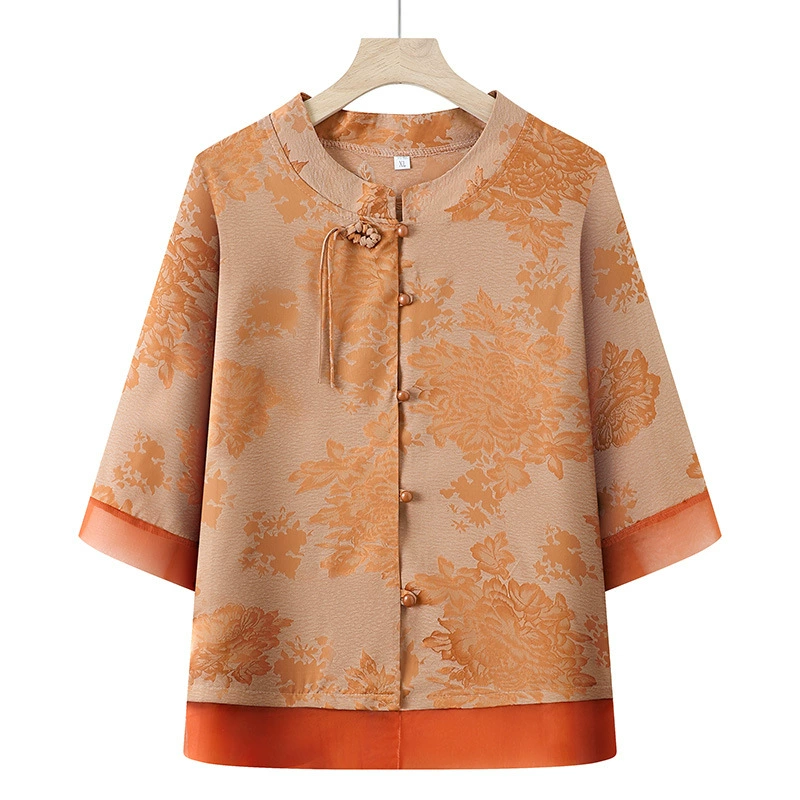 Новые женские летние рубашки для мам, кардиганы, широкие топы для женщин среднего и пожилого возраста, повседневная одежда.