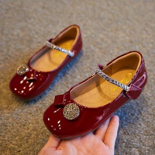 Girls' Leather shoes 2023 Spring and Autumn New Western style British style single-layer shoes Children's Chanel style performance soft bottom princess shoes