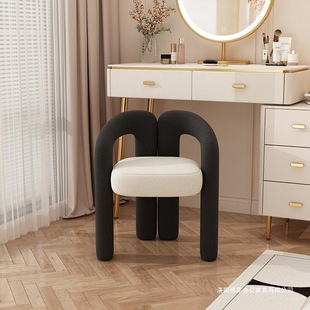 Trendy Makeup Chair Dressing Stool Designer Modern Minimalist Bedroom Home Light Luxury Backrest White Cream Style