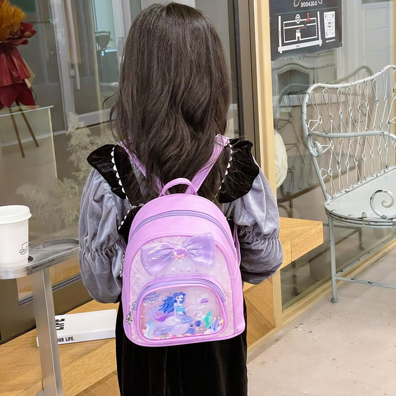 Jardín de infantes bebé mochila adorable arco transparente arena movida mochila de niñas nueva mochila de niños con sequillas
