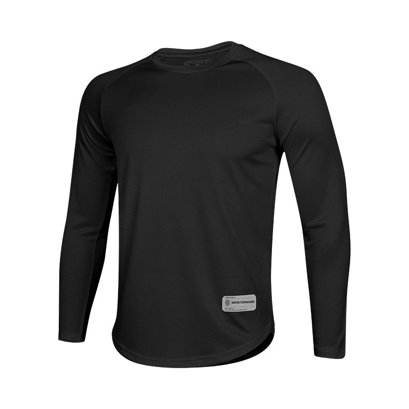 Trajes de gimnasio estadounidenses de manga larga para hombres de otoño y invierno camiseta deportiva al aire libre corredor de cuello redondo de la marea ocio relajado rápido secado