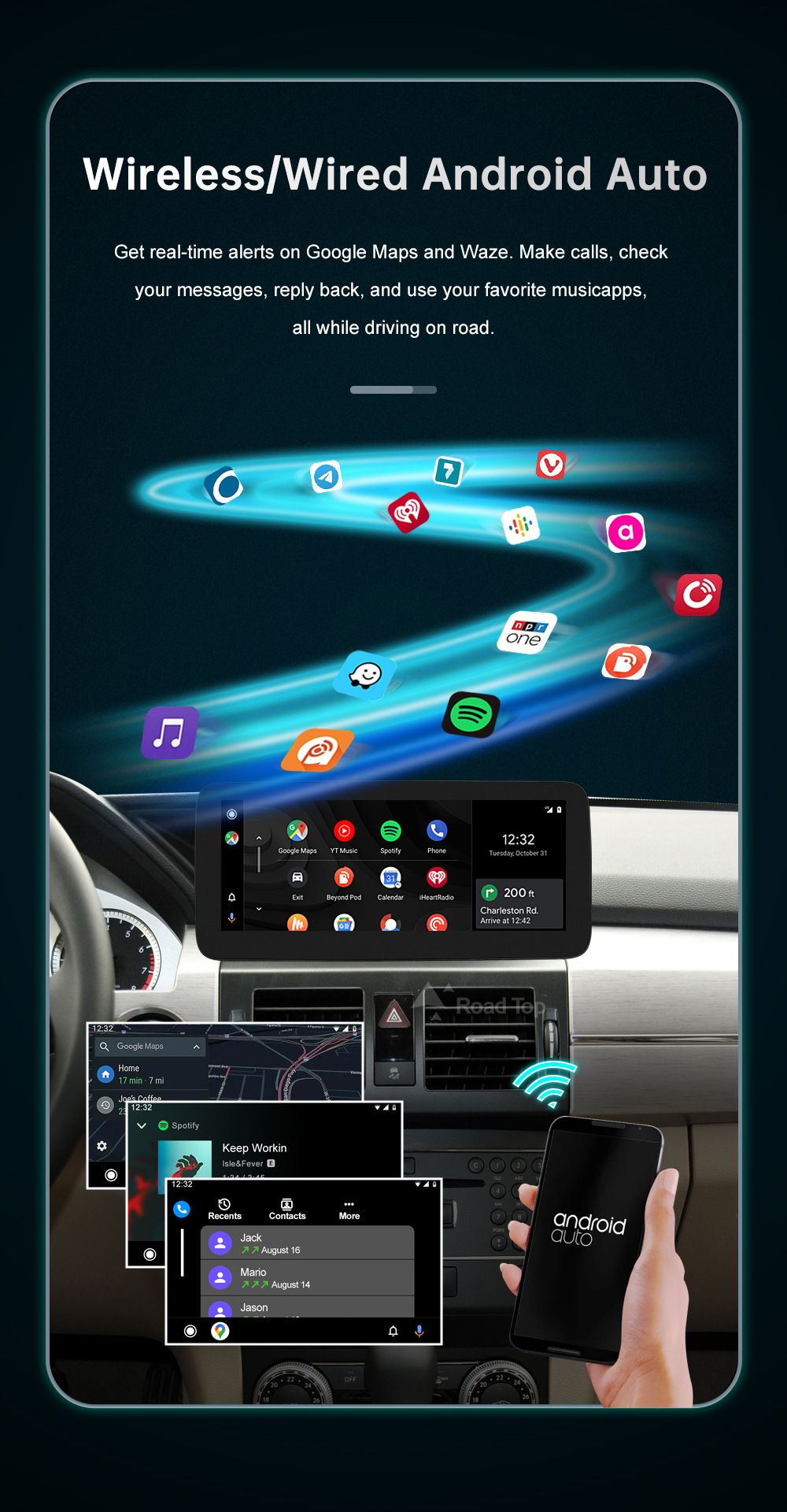 RoadTop Wireless CarPlay Screen For Mercedes-Benz GLK 2008-2012 NTG4.0 Display