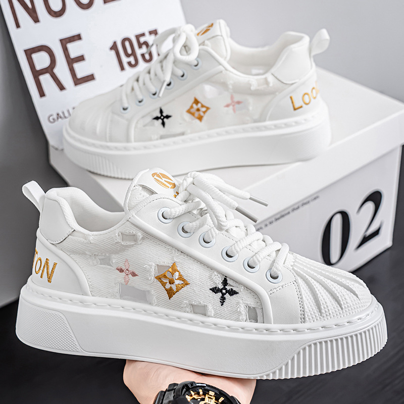 Zapatos casuales de moda para hombres, primavera de 2025, nuevo estilo, estampado de concha, zapatos de tablero a juego con estampado de colores, zapatos de hombre de moda de lujo ligero