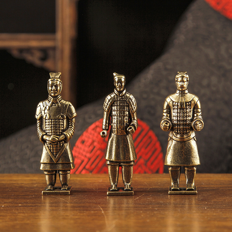 Pure Brass Metal Terracotta Warriors Set Ornaments Model Crafts Copper Ornaments Xi'An Tourist Souvenirs Wholesale Pure Brass Metal Terracotta Warriors Set Ornaments Model Crafts Copper Ornaments Xi'An Tourist Souvenirs Wholesale