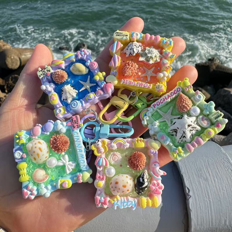 Natural Shell Conch Creative Simple Marine Shell Starfish Dolphin Keychain Bag Buckle Pendant Small Gift DIY