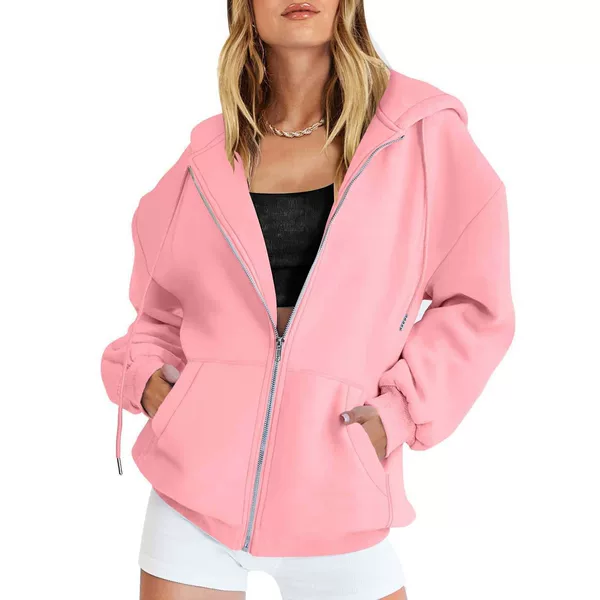 Foreign Trade Cross-Border Amazon Aliexpress Hoodie Jacket Sweatshirt Casual Drawstring Zipper Hoodie with Pocket