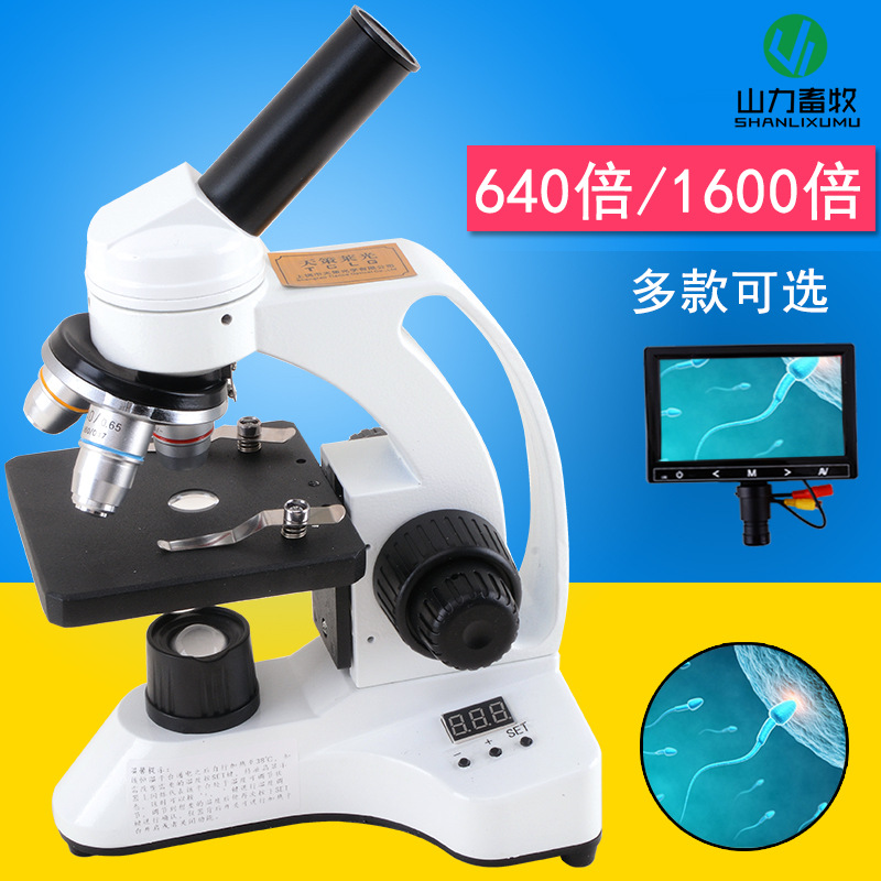 显微镜精子精虫640/1600倍显示屏学生生物光学专业显微镜